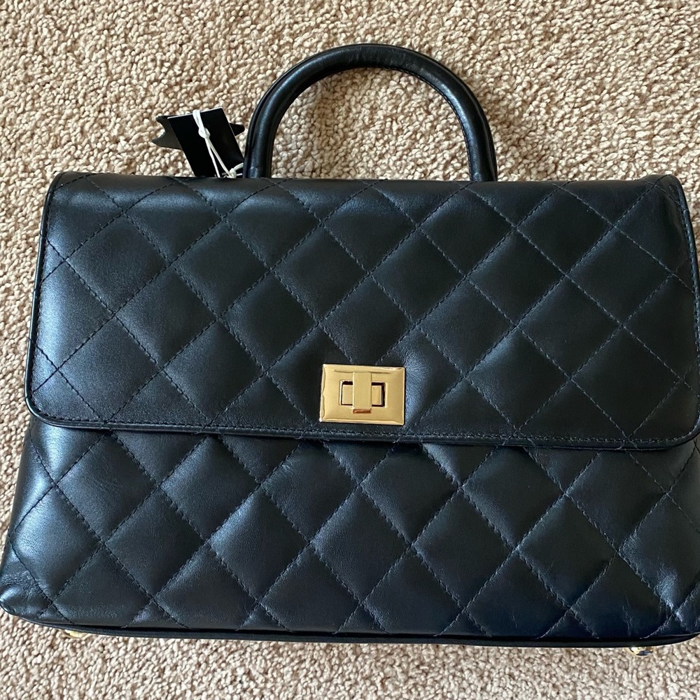 Quilted black leather bag